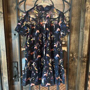CLC BY COREY LYNN CALTER TAMMY BABYDOLL DRESS SMALL BLACK FLORAL